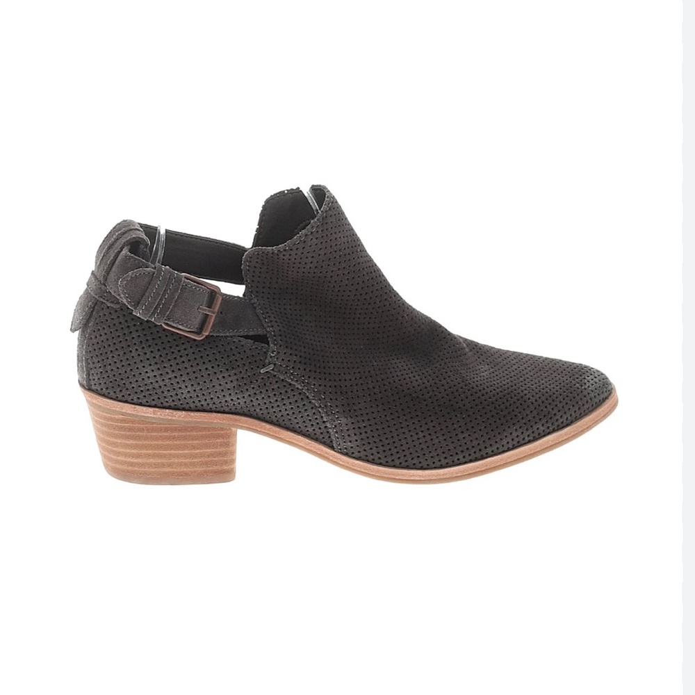 Dolce Vita Kara Perforated Leather Ankle Bootie Suede Buckle